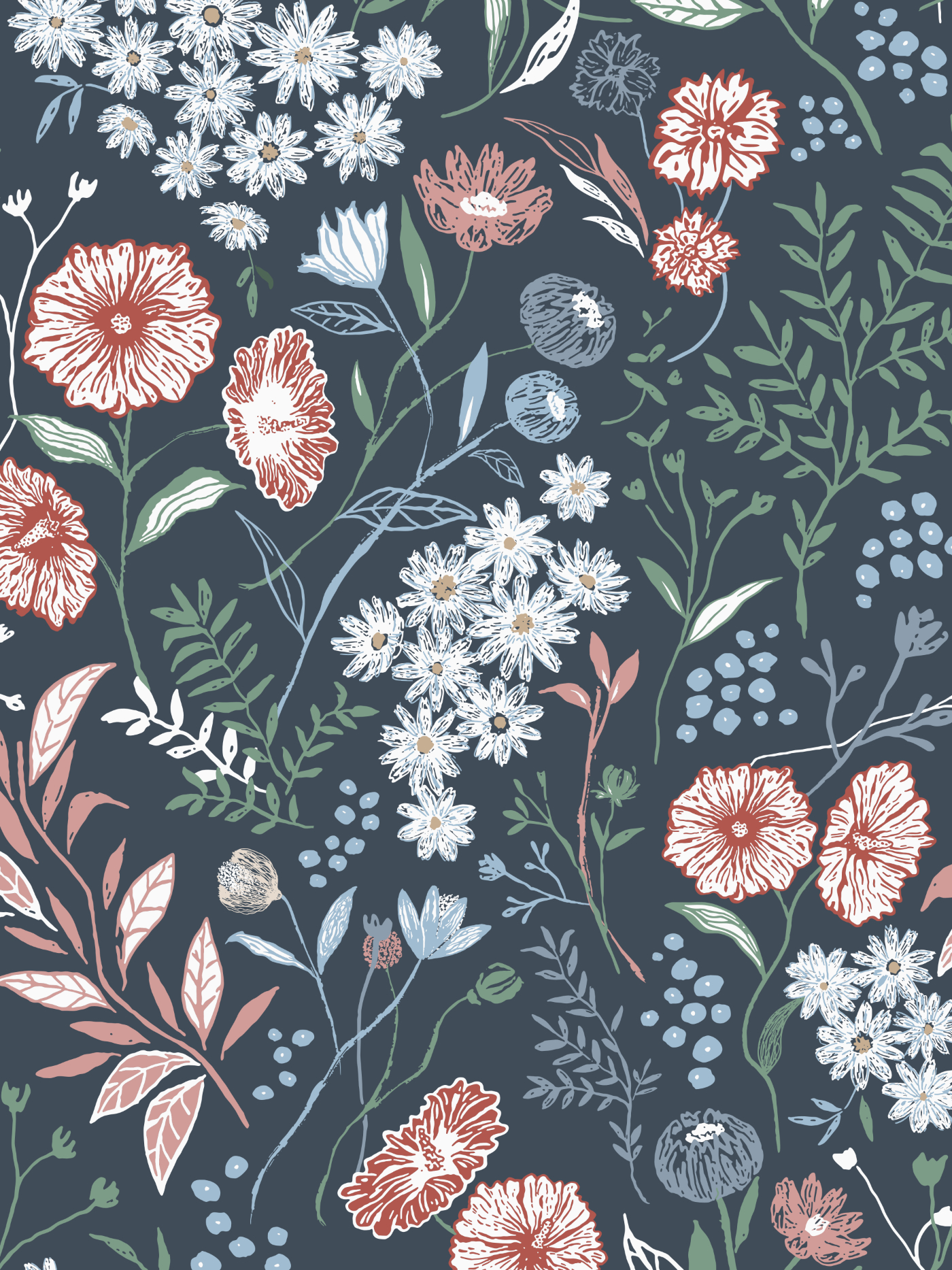 Gathered Garden floral pattern from the Quiet Bloom collection by Moonsoon Patterns