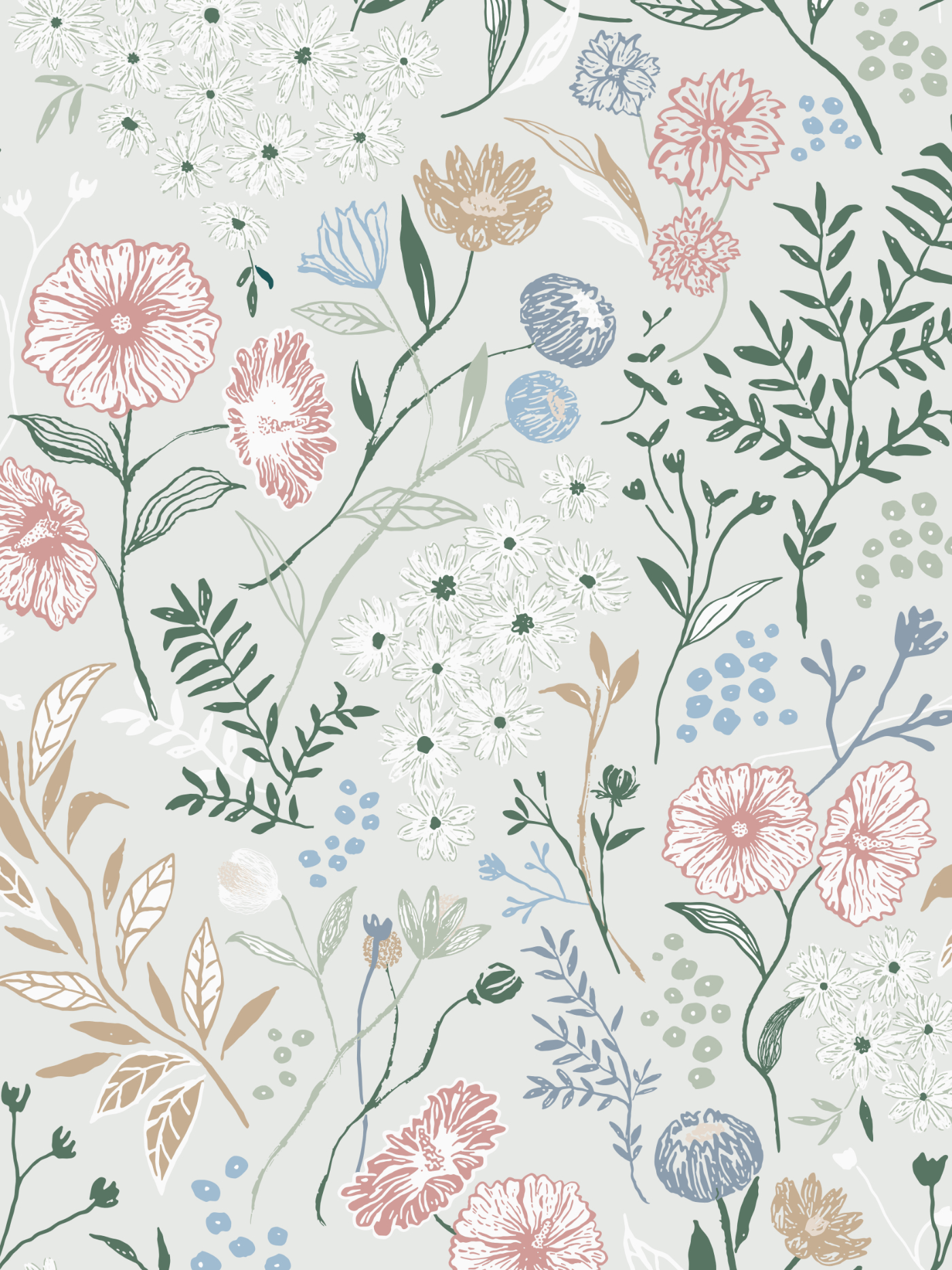 Gathered Garden hand-painted floral pattern by Moonsoon Patterns
