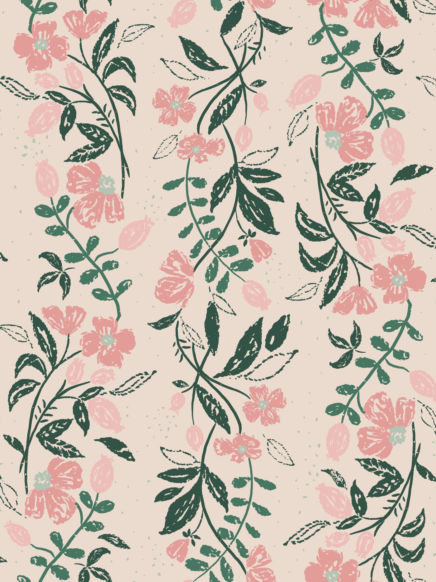 Rambling Vines hand-painted botanical pattern by Moonsoon Patterns