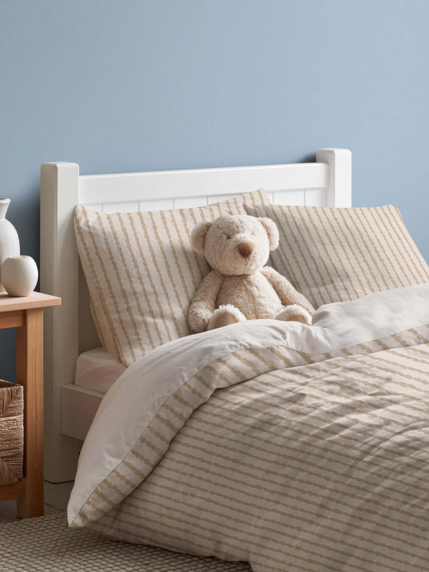 Quiet Bloom Floral Whisper botanical pattern styled in a toddler bedroom by Moonsoon Patterns