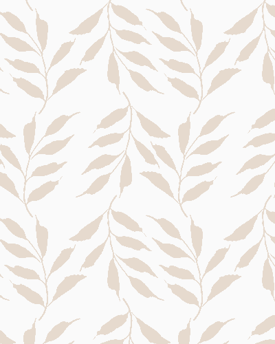 Soft beige botanical branch pattern on a cream background